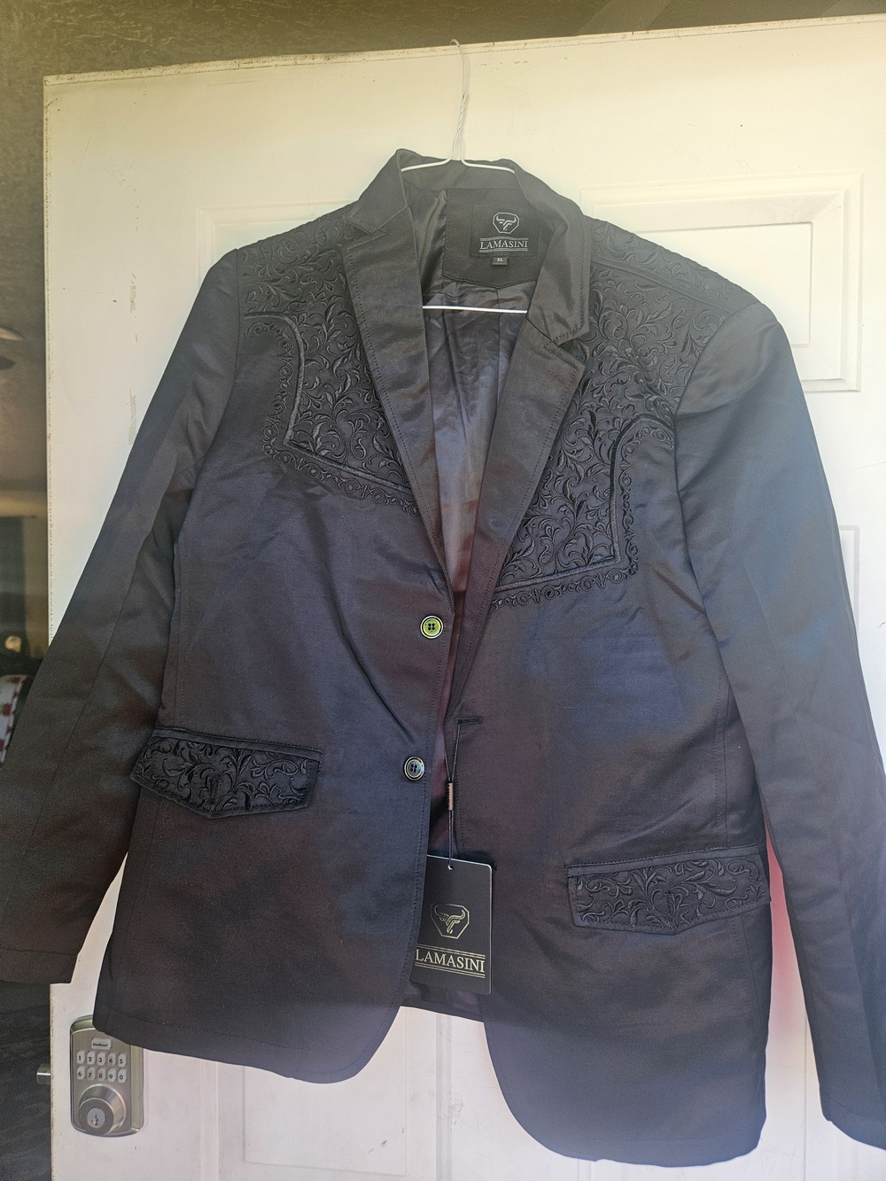 Lamasini Black Embroidered Men's Blazer